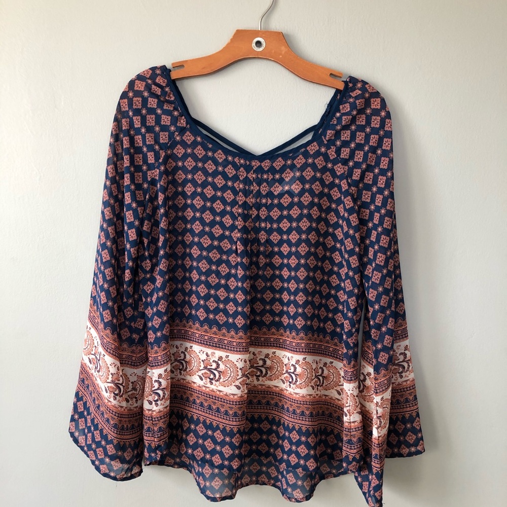 3/$15 ☀️ Sheer Charming Charlie Boho Blouse